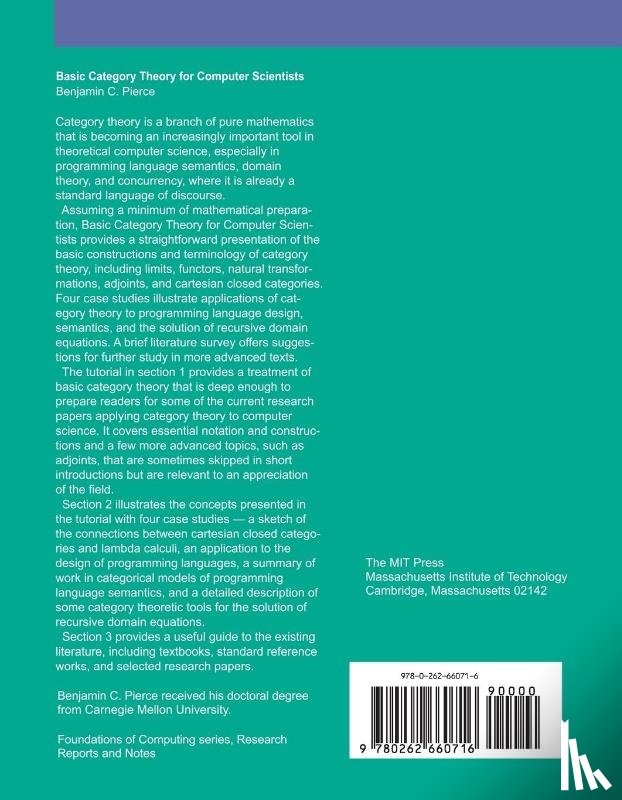 Pierce, Benjamin C. (Professor - Basic Category Theory for Computer Scientists