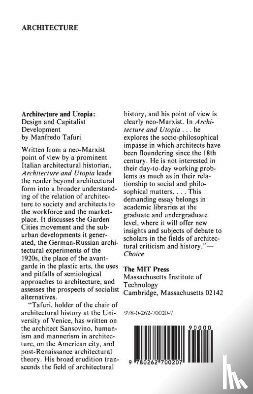 Tafuri, Manfredo - Architecture and Utopia