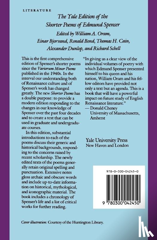 Spenser, Edmund - The Yale Edition of the Shorter Poems of Edmund Spenser