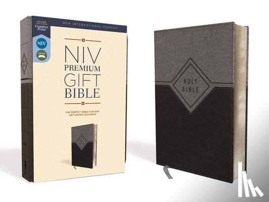 Zondervan - Niv, Premium Gift Bible, Leathersoft, Black/Gray, Red Letter Edition, Comfort Print