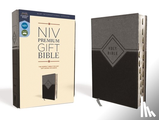Zondervan - Niv, Premium Gift Bible, Leathersoft, Black/Gray, Red Letter Edition, Indexed, Comfort Print
