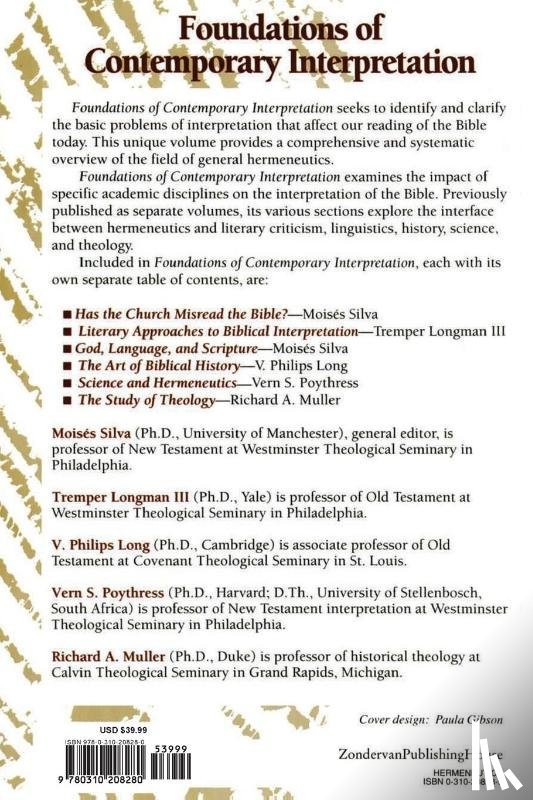 Long, V. Philips, Longman III, Tremper, Muller, Richard, Poythress, Vern S. - Foundations of Contemporary Interpretation
