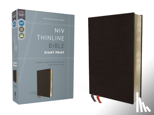 Zondervan - NIV, Thinline Bible, Giant Print, Bonded Leather, Black, Red Letter Edition