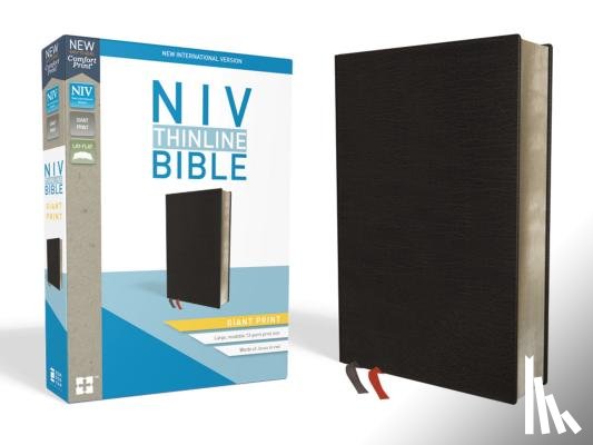 Zondervan - NIV, Thinline Bible, Giant Print, Bonded Leather, Black, Indexed, Red Letter Edition