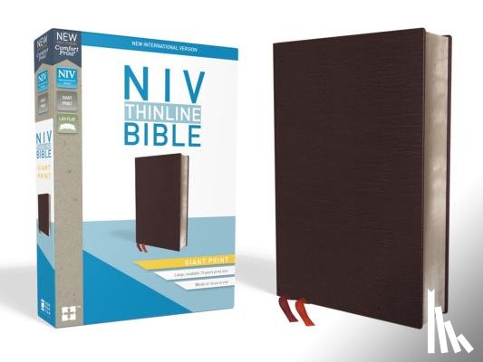 Zondervan - NIV, Thinline Bible, Giant Print, Bonded Leather, Burgundy, Indexed, Red Letter Edition
