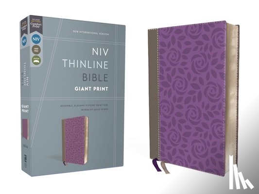 Zondervan - NIV, Thinline Bible, Giant Print, Imitation Leather, Gray/Purple, Red Letter Edition