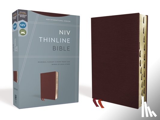 Zondervan - NIV, Thinline Bible, Bonded Leather, Burgundy, Indexed, Red Letter Edition