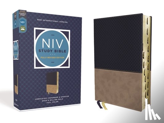 Barker, Kenneth L. - NIV Study Bible, Fully Revised Edition, Leathersoft, Navy/Tan, Red Letter, Thumb Indexed, Comfort Print
