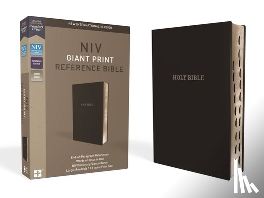 Zondervan - NIV, Reference Bible, Giant Print, Leather-Look, Black, Red Letter Edition, Indexed, Comfort Print