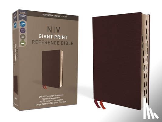 Zondervan - NIV, Reference Bible, Giant Print, Bonded Leather, Burgundy, Red Letter Edition, Indexed, Comfort Print
