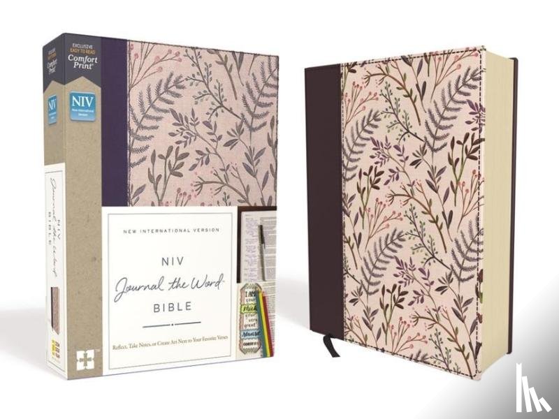 Zondervan, Zondervan - NIV, Journal the Word Bible (Perfect for Note-Taking), Cloth over Board, Pink Floral, Red Letter, Comfort Print