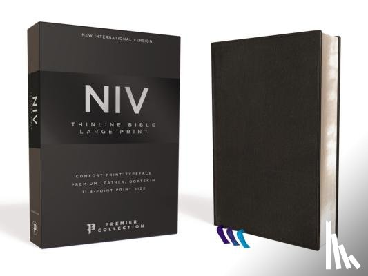 Zondervan, Zondervan - NIV, Thinline Bible, Large Print, Premium Goatskin Leather, Black, Premier Collection, Art Gilded Edges, Comfort Print