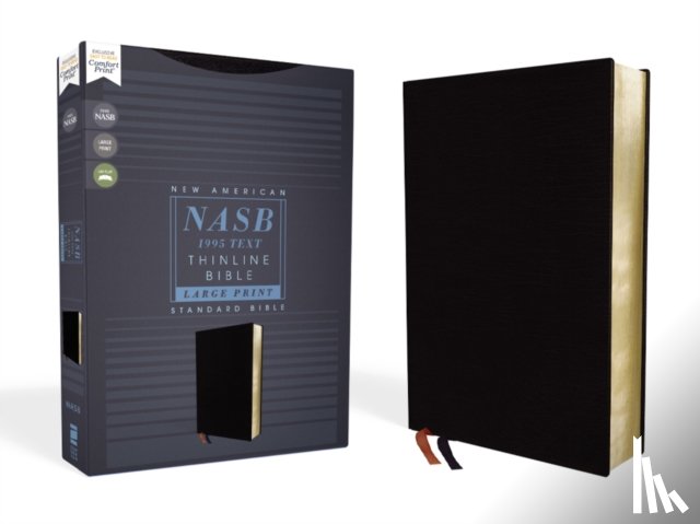 Zondervan - NASB, Thinline Bible, Large Print, Bonded Leather, Black, Red Letter, 1995 Text, Comfort Print