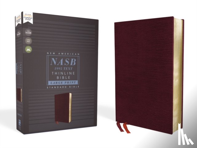 Zondervan - NASB, Thinline Bible, Large Print, Bonded Leather, Burgundy, Red Letter, 1995 Text, Comfort Print