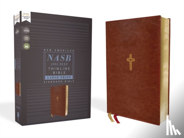 Zondervan - NASB, Thinline Bible, Large Print, Leathersoft, Brown, Red Letter, 1995 Text, Comfort Print