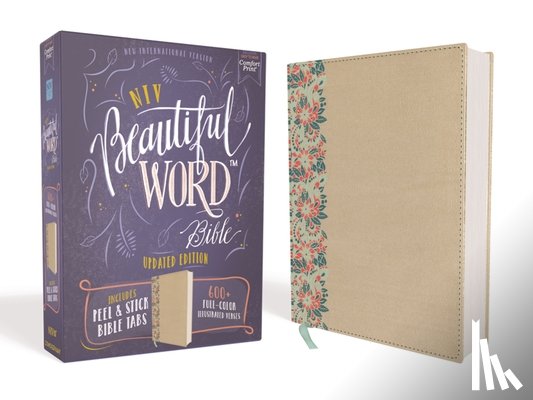 Zondervan, Zondervan - NIV, Beautiful Word Bible, Updated Edition, Peel/Stick Bible Tabs, Leathersoft over Board, Gold/Floral, Red Letter, Comfort Print