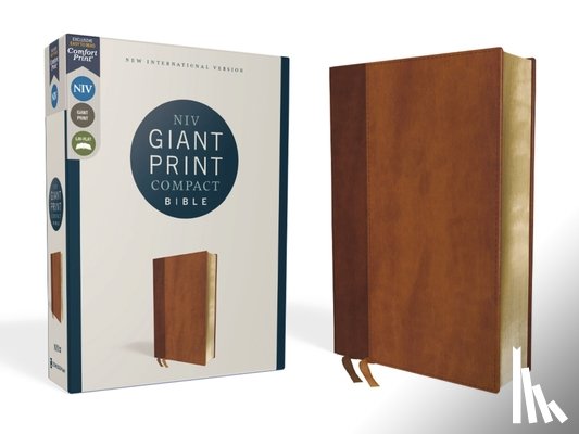 Zondervan - Niv, Giant Print Compact Bible, Leathersoft, Brown, Red Letter Edition, Comfort Print
