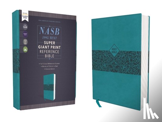 Zondervan - NASB, Super Giant Print Reference Bible (Font Size: 16.5-point), Leathersoft, Teal, Red Letter, 1995 Text, Comfort Print