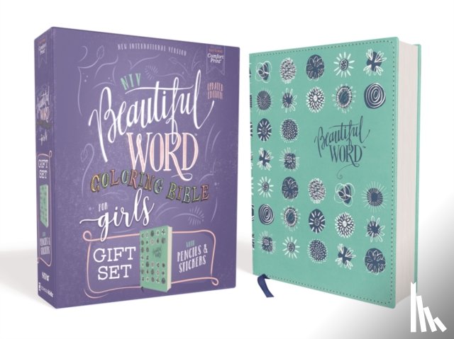 Zondervan, Zondervan - NIV, Beautiful Word Coloring Bible for Girls Pencil/Sticker Gift Set, Updated, Leathersoft over Board, Teal, Comfort Print