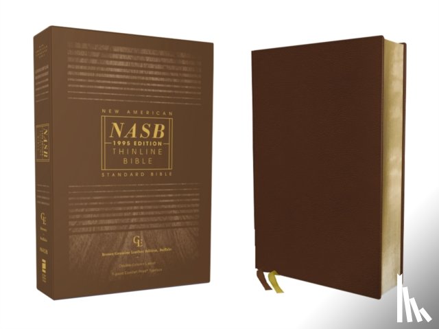 Zondervan - NASB, Thinline Bible, Genuine Leather, Buffalo, Brown, Red Letter, 1995 Text, Comfort Print