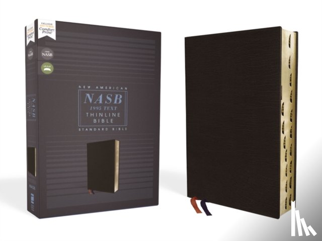 Zondervan - NASB, Thinline Bible, Bonded Leather, Black, Red Letter, 1995 Text, Thumb Indexed, Comfort Print