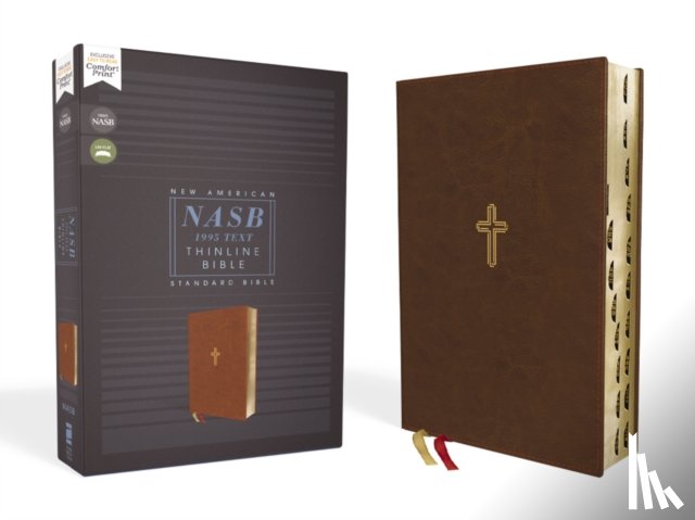 Zondervan - NASB, Thinline Bible, Leathersoft, Brown, Red Letter, 1995 Text, Thumb Indexed, Comfort Print
