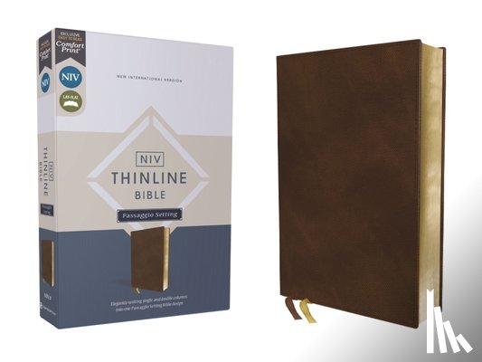 Zondervan - Niv, Thinline Bible, Passaggio Setting, Leathersoft, Brown, Red Letter, Comfort Print: Elegantly Uniting Single and Double Columns Into One Passaggio