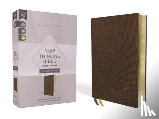 Zondervan - NASB, Thinline Bible, Large Print, Passaggio Setting, Leathersoft, Brown, Red Letter, 1995 Text, Comfort Print