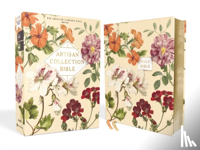 Zondervan - NASB, Artisan Collection Bible, Leathersoft, Almond Floral, Red Letter, 1995 Text, Comfort Print