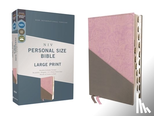 Zondervan - Niv, Personal Size Bible, Large Print, Leathersoft, Pink/Gray, Red Letter, Thumb Indexed, Comfort Print