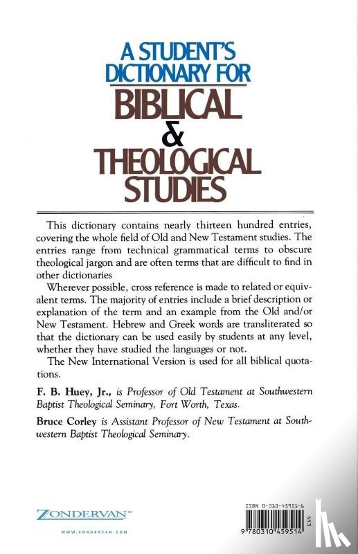 Huey, F.B., Corley, Bruce - A Student's Dictionary for Biblical and Theological Studies