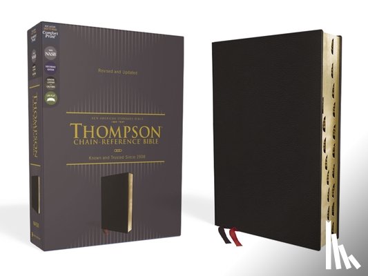 Thompson, Frank Charles - Nasb, Thompson Chain-Reference Bible, Genuine Leather, Calfskin, Black, 1995 Text, Red Letter, Thumb Indexed, Comfort Print