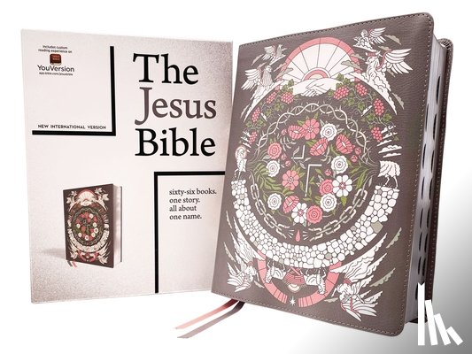 Passion Publishing - The Jesus Bible Artist Edition, Niv, (with Thumb Tabs to Help Locate the Books of the Bible), Leathersoft, Gray Floral, Thumb Indexed, Comfort Print