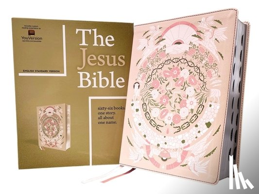 Passion Publishing - The Jesus Bible Artist Edition, ESV, (With Thumb Tabs to Help Locate the Books of the Bible), Leathersoft, Peach Floral, Thumb Indexed
