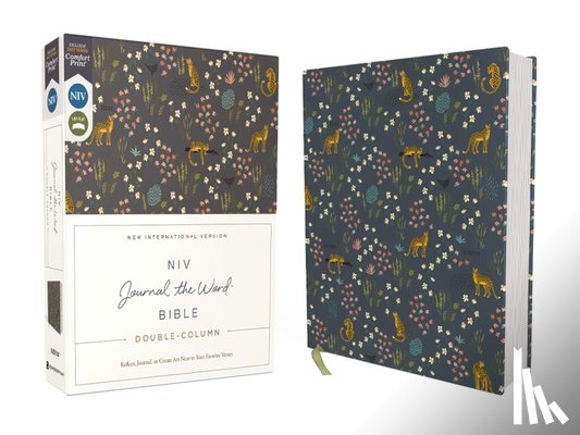 Zondervan, Zondervan - NIV, Journal the Word Bible (Perfect for Note-Taking), Double-Column, Cloth over Board, Navy Floral, Red Letter, Comfort Print