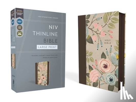 Zondervan - Niv, Thinline Bible, Large Print, Leathersoft, Floral, Zippered, Red Letter, Comfort Print