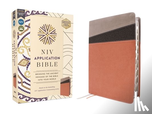Zondervan - NIV Application Bible, Leathersoft, Coral/Gray, Red Letter, Thumb Indexed, Comfort Print: Bringing the Ancient Message of the Bible Into Your World