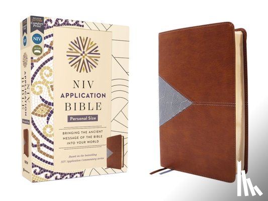 Zondervan - NIV Application Bible, Personal Size, Leathersoft, Brown/Blue, Red Letter, Comfort Print: Bringing the Ancient Message of the Bible Into Your World