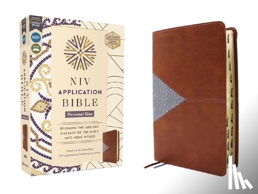 Zondervan - NIV Application Bible, Personal Size, Leathersoft, Brown/Blue, Red Letter, Indexed, Comfort Print: Bringing the Ancient Message of the Bible Into Your