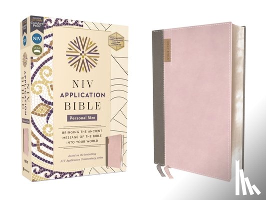 Zondervan - NIV Application Bible, Personal Size, Leathersoft, Pink/Gray, Red Letter, Comfort Print: Bringing the Ancient Message of the Bible Into Your World