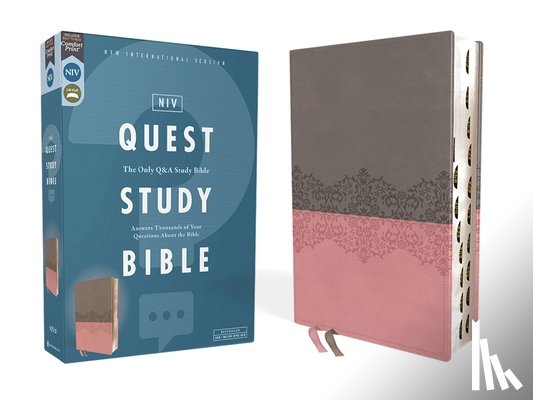 Christianity Today Intl - Niv, Quest Study Bible, Leathersoft, Gray/Pink, Thumb Indexed, Comfort Print: The Only Q and A Study Bible