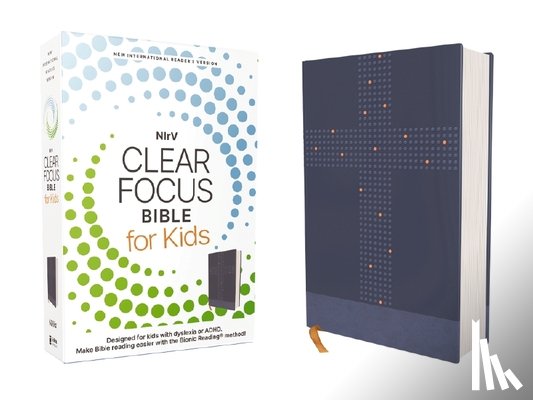 Zondervan - NIrV, Clear Focus Bible for Kids (Help Kids with ADHD or Dyslexia Read with Confidence), Leathersoft, Blue