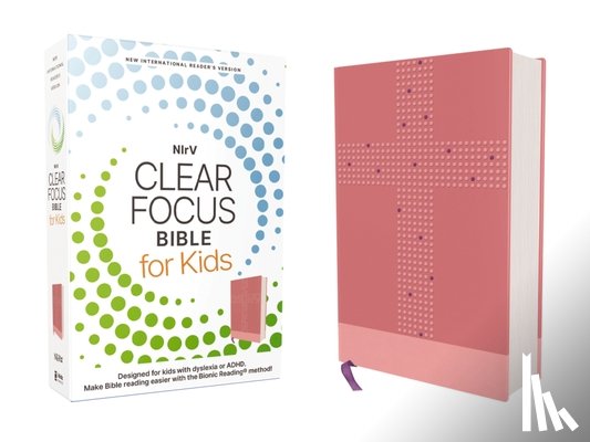 Zondervan - NIrV, Clear Focus Bible for Kids (Help Kids with ADHD or Dyslexia Read with Confidence), Leathersoft, Pink