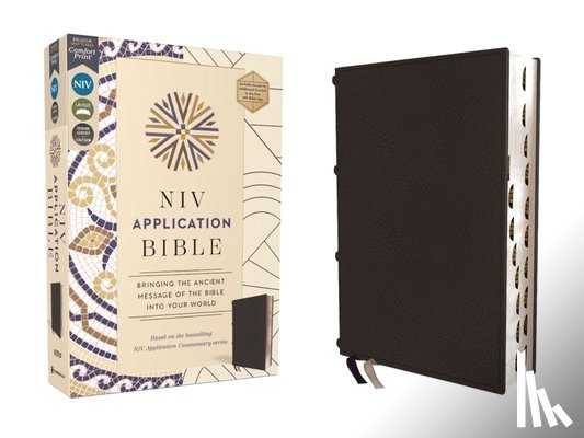 Zondervan - NIV Application Bible, Genuine Leather, Calfskin, Black, Red Letter, Thumb Indexed, Comfort Print: Bringing the Ancient Message of the Bible Into Your