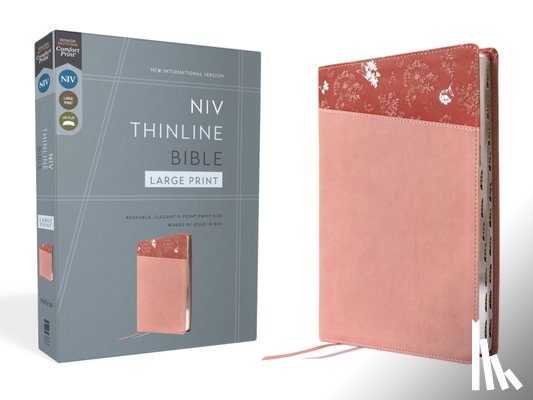 Zondervan - NIV, Thinline Bible, Large Print, Leathersoft, Pink, Red Letter, Thumb Indexed, Comfort Print