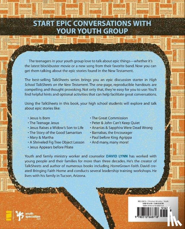 Lynn, David - High School TalkSheets on the New Testament, Epic Bible Stories