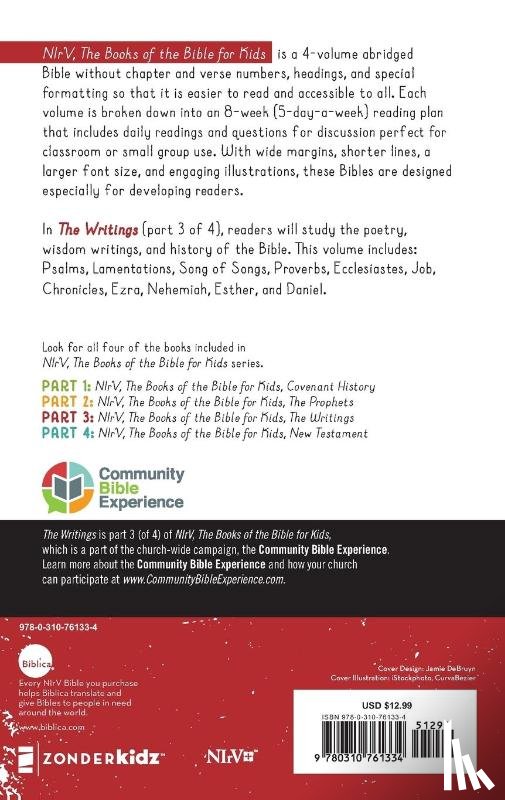 Zonderkidz - NIrV, The Books of the Bible for Kids: The Writings, Paperback