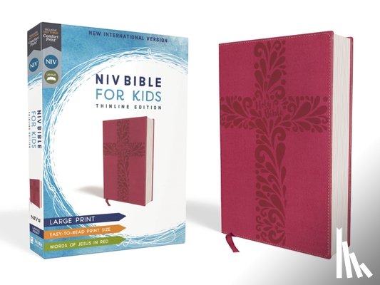 Zondervan - Niv, Bible for Kids, Large Print, Leathersoft, Pink, Red Letter, Comfort Print: Thinline Edition