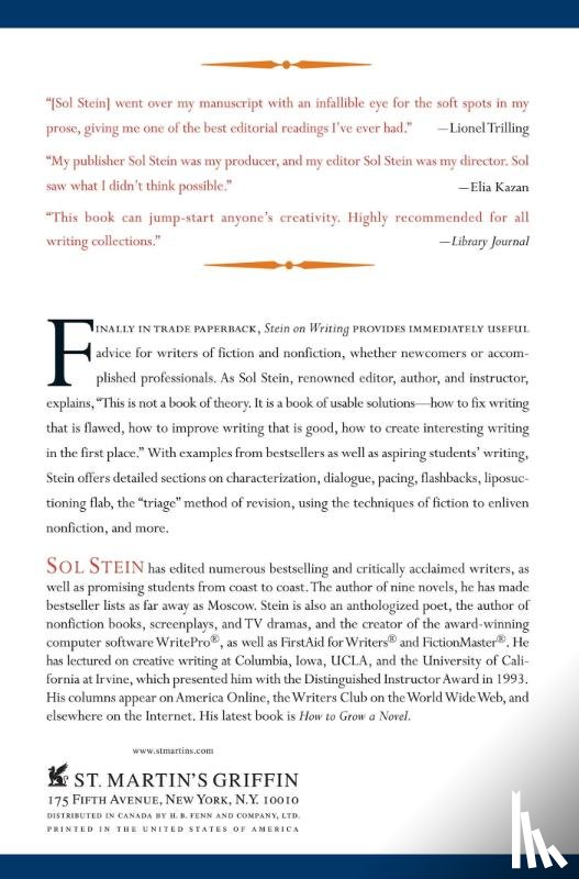 Stein, Sol - Stein on Writing