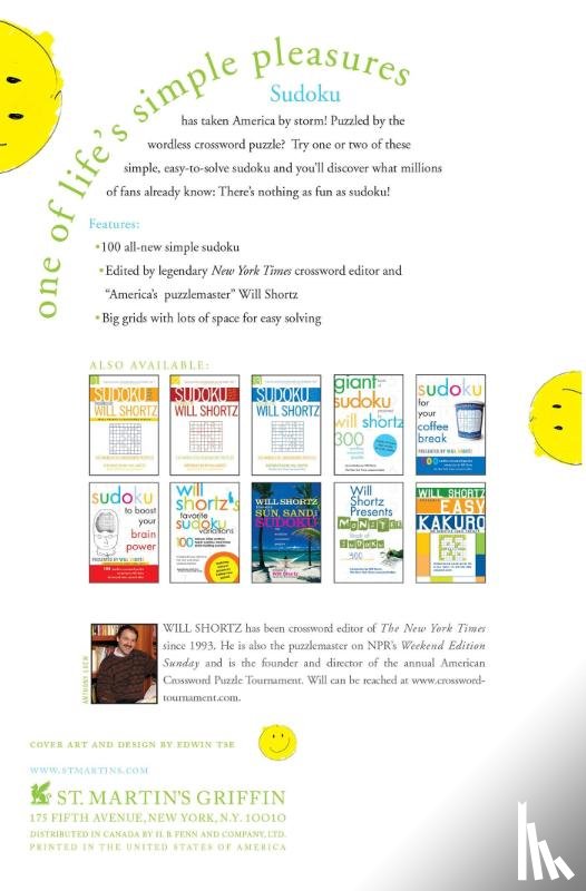 WILL SHORTZ - WILL SHORTZ SIMPLE SUDOKU VOL 1